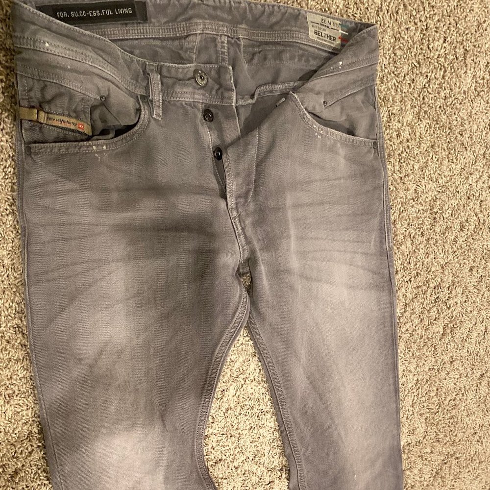 Diesel Mens Belther Jeans 32W gray